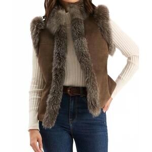 NEW TYLER BOE fur foxy vest in brown